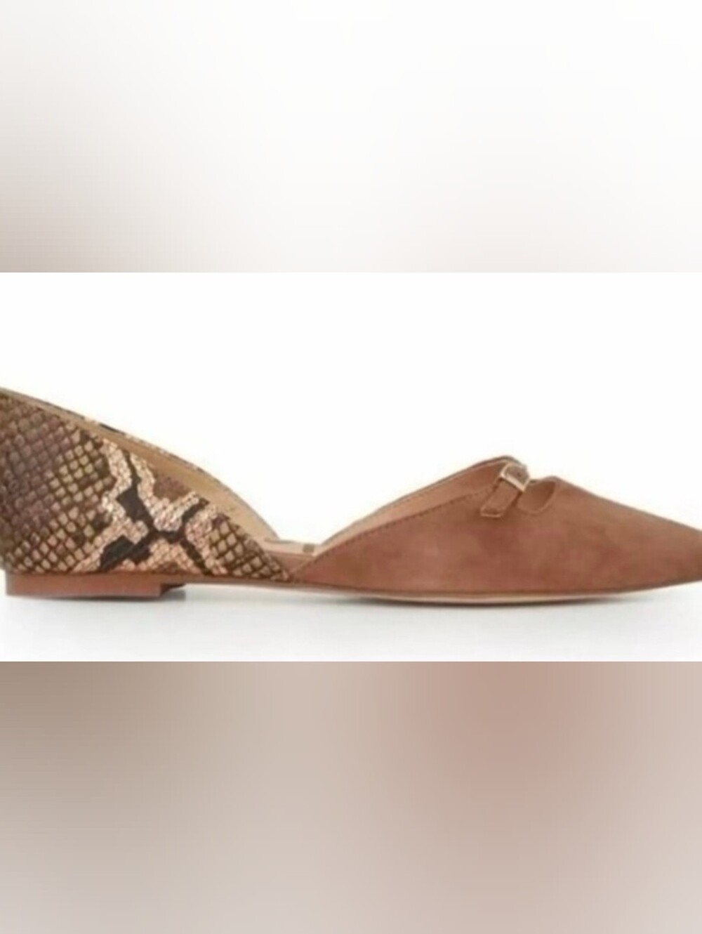 Sam Edelman Brown Suede Pointed D'Orsay Mule with Snake-Print Heel Size 8